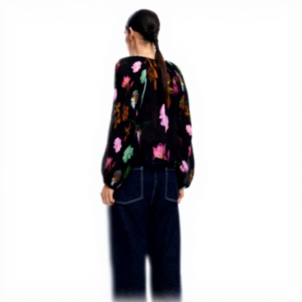 T-Shirt Donna Desigual Nero Collo Rotondo Manica Lunga