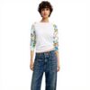 Felpe Desigual Donna 25swjf31 Maniche Stampa Bianco