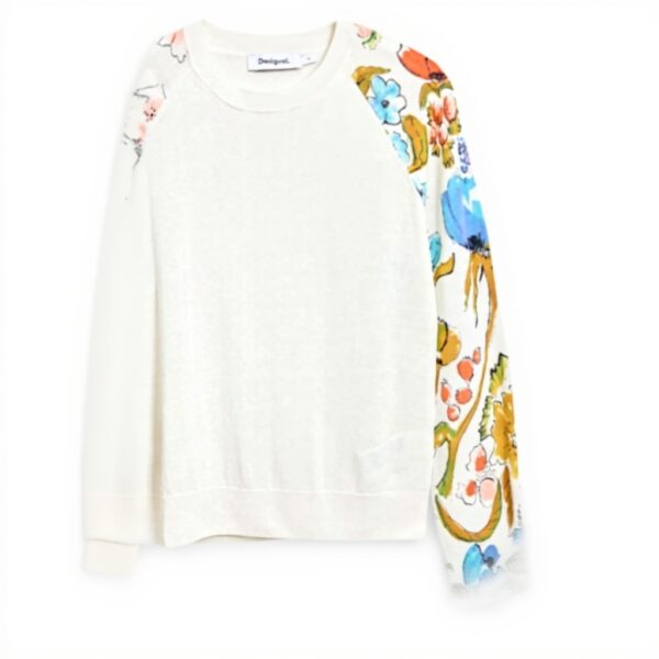 Felpe Desigual Donna 25swjf31 Maniche Stampa Bianco