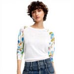 Felpe Desigual Donna 25swjf31 Maniche Stampa Bianco