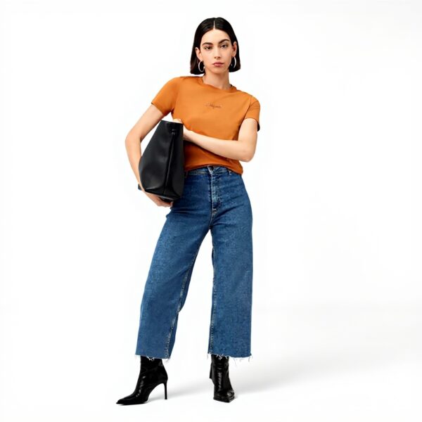 T-shirt Donna Desigual Logo 3D Colori Arancione Bianco Nero