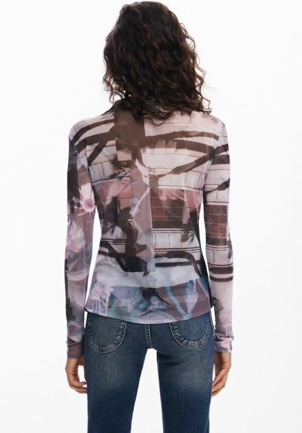 T-shirt Donna Desigual Nero Colletto Camicia Manica Lunga-8