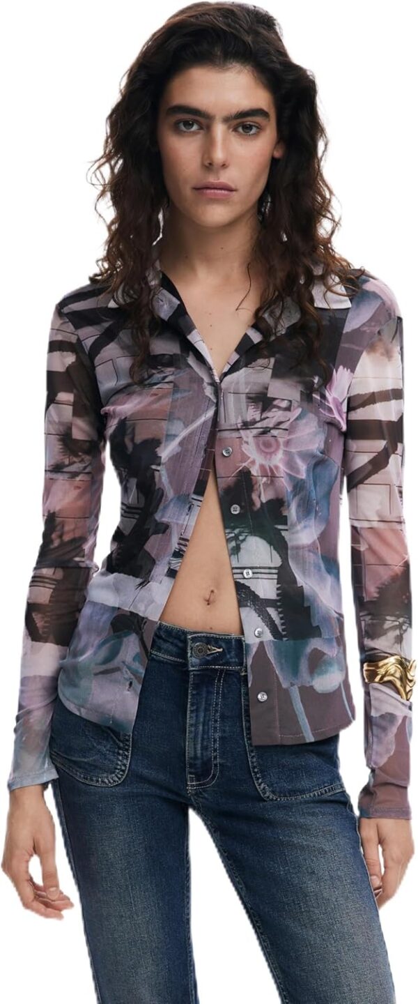 T-shirt Donna Desigual 25swtka1 Nero Multicolore Regular Fit-0