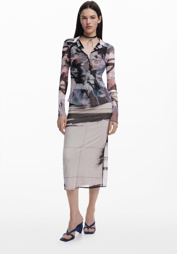 T-shirt Donna Desigual 25swtka1 Nero Multicolore Regular Fit-3