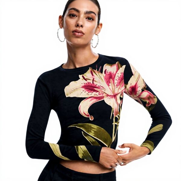 T-shirt Donna Desigual orchidea stampa poliammide riciclata