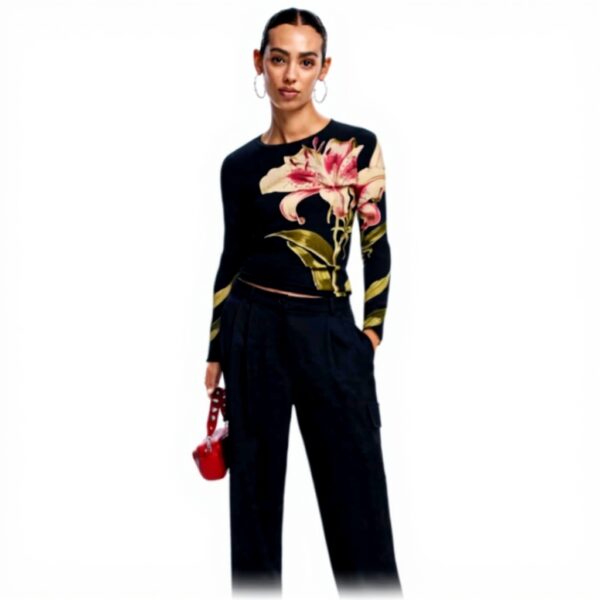 T-shirt Donna Desigual orchidea stampa poliammide riciclata