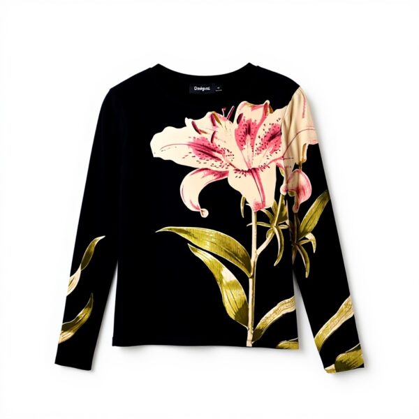 T-shirt Donna Desigual orchidea stampa poliammide riciclata