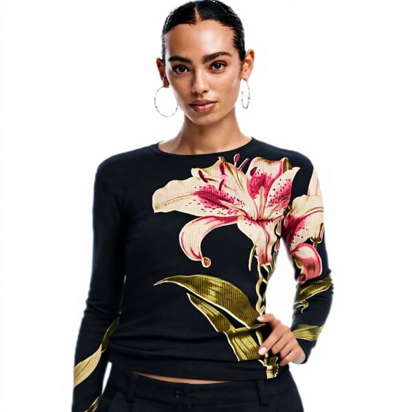 T-shirt Donna Desigual orchidea stampa poliammide riciclata