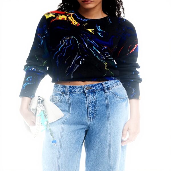 Felpe senza cappuccio Desigual donna nero stampa Arty