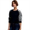 Felpe Donna Desigual Nero Collo Rotondo Jacquard