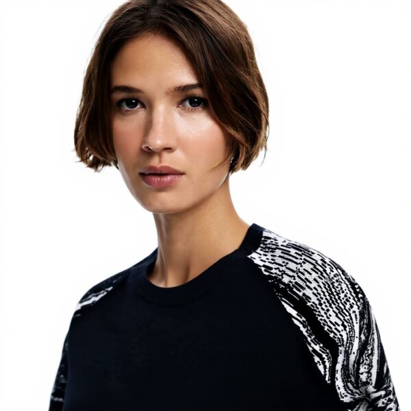 Felpe Donna Desigual Nero Collo Rotondo Jacquard