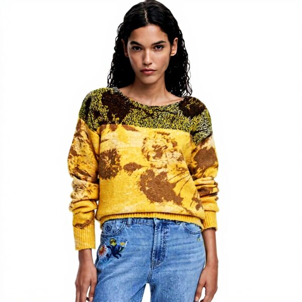 Felpe senza cappuccio Desigual Donna Motivo floreale Giallo
