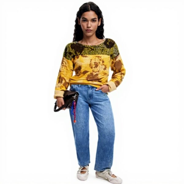 Felpe senza cappuccio Desigual Donna Motivo floreale Giallo