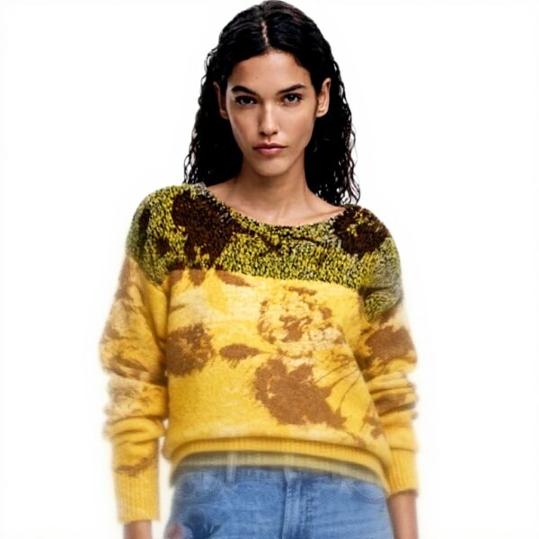 Felpe senza cappuccio Desigual Donna Motivo floreale Giallo