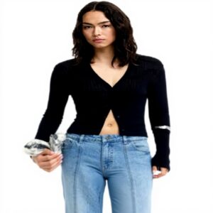 Desigual Felpe Donna Nero V Collo Slim Fit 25WWJF47