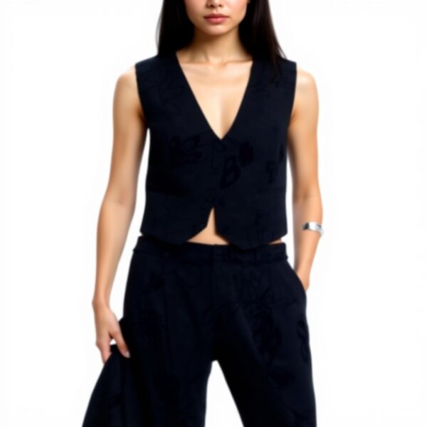 Pantaloni Donna Desigual Nero Straight Fit 25WWPW05