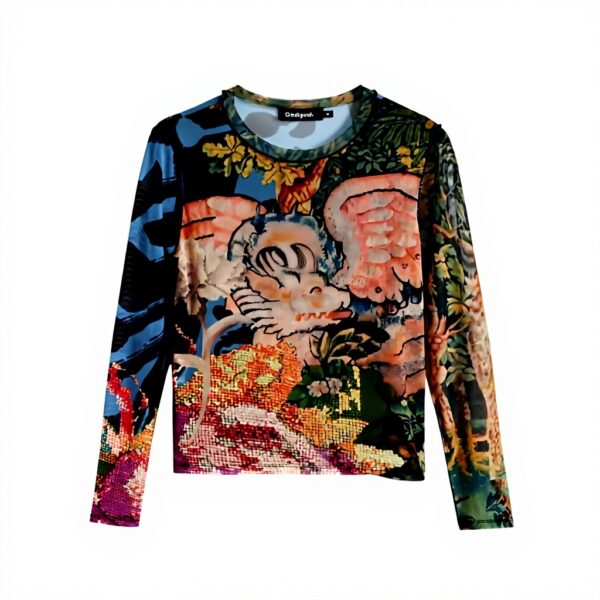 Bluse Donna Desigual Stampa Arty Collo Rotondo Manica Lunga