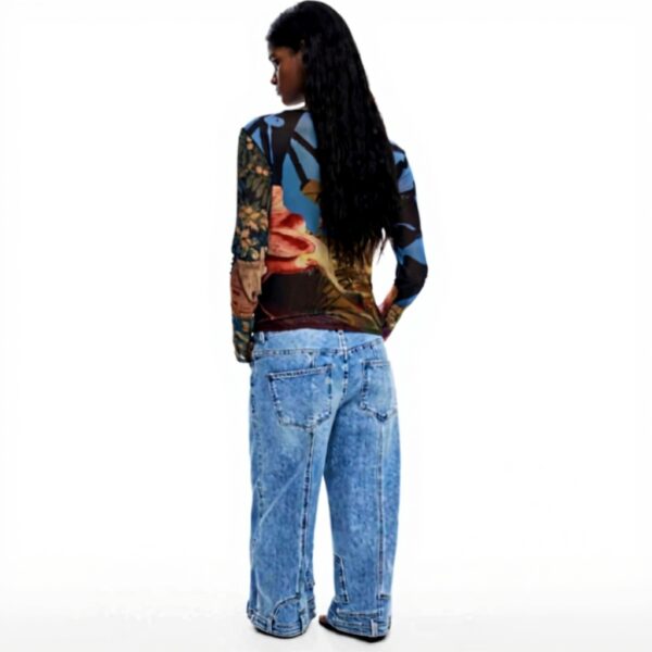 Bluse Donna Desigual Stampa Arty Collo Rotondo Manica Lunga