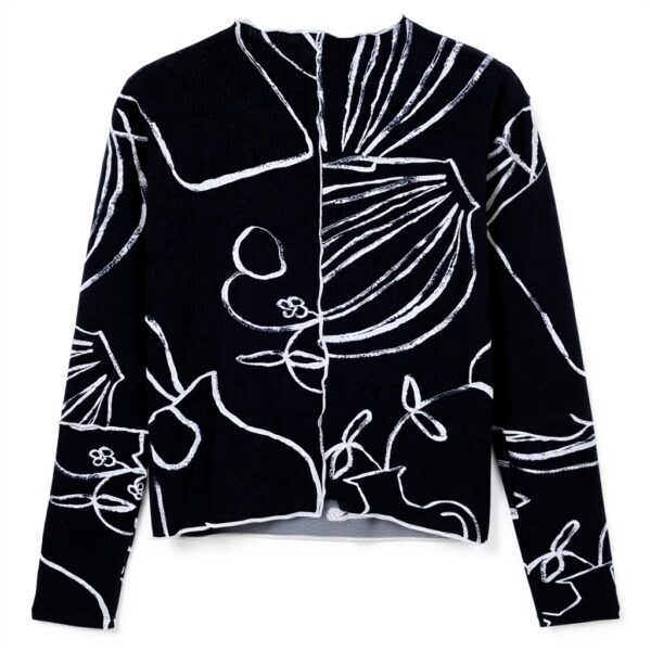 T-shirt Donna Desigual Nero Stampa Arty Collo Dolcevita