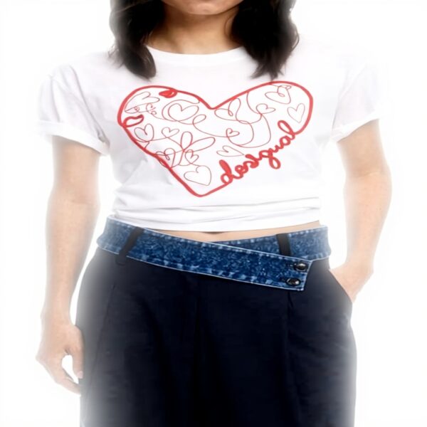 T-shirt Donna Desigual 25wwtk50 Bianca Collo Rotondo
