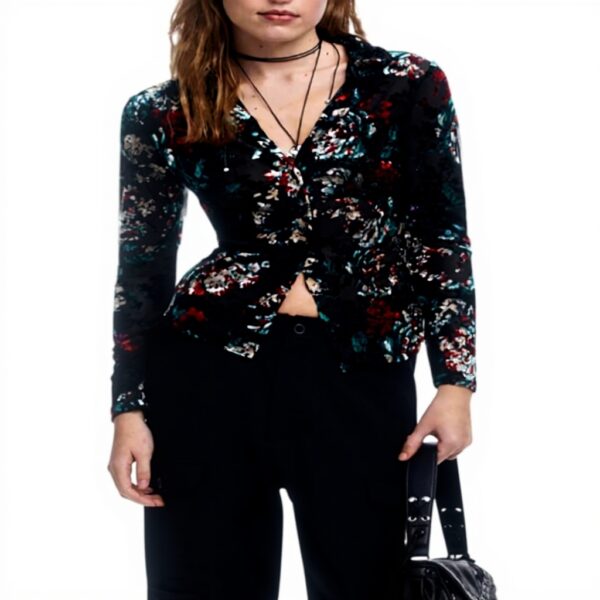 Bluse Donna Desigual 25wwtk53 Stampa Arty Colletto Camicia