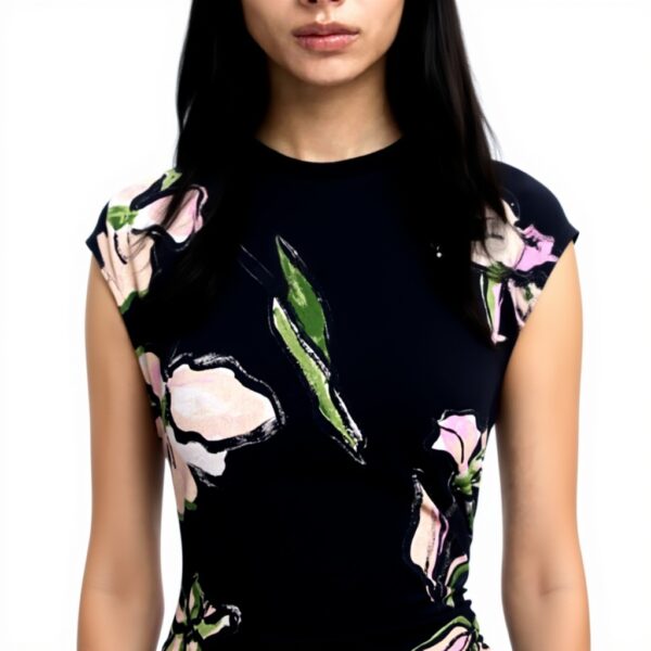 Vestito Casual Donna Desigual Nero Stampa Floreale Midi