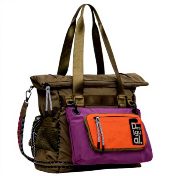 Zaino donna Desigual nylon verde tasche multiple