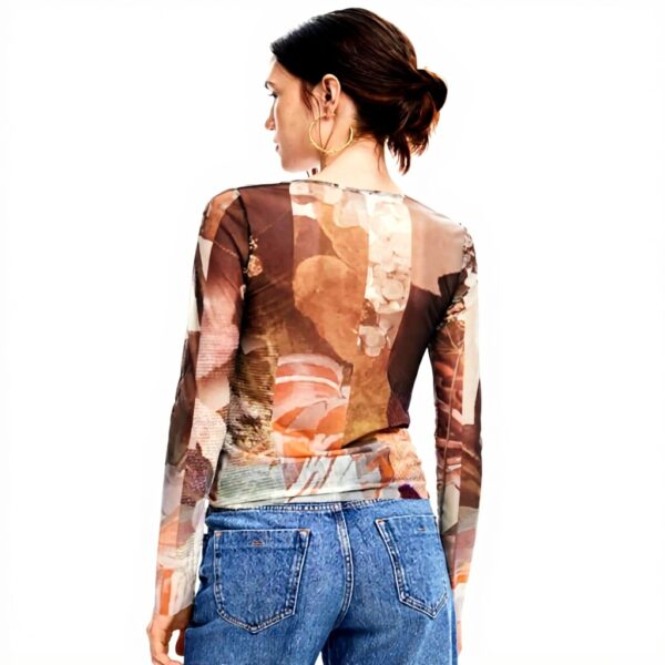 T-shirt Donna Desigual Maglietta Maniche Lunghe Giallo