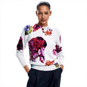 Maglione Donna Desigual Maglia Spessa Felpa Blu Comodo