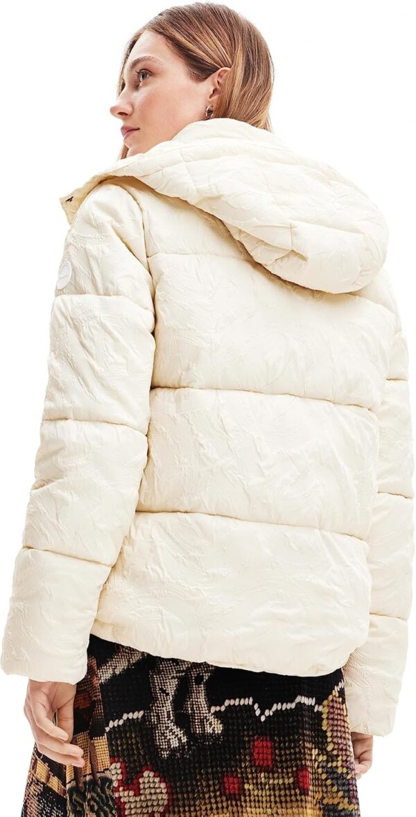 Desigual Cappotto Donna Corto Imbottito Verde Bianco-1