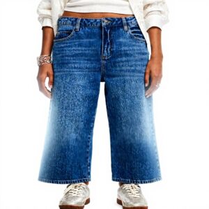 Jeans Donna Desigual Pantaloni Denim Lunghi Blu