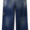 Desigual Pantaloni Jeans Donna Denim Lunghi Blu-3