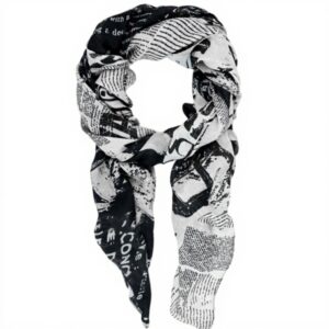Sciarpa Desigual Newspaper Rectangle Foulard Nero Motivo