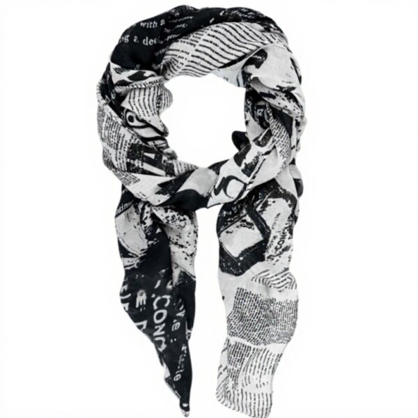 Sciarpa Desigual Newspaper Rectangle Foulard Nero Motivo