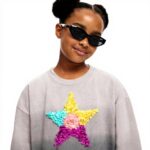 Felpa Desigual Bambine Ragazze Nero Tasca Manica Lunga