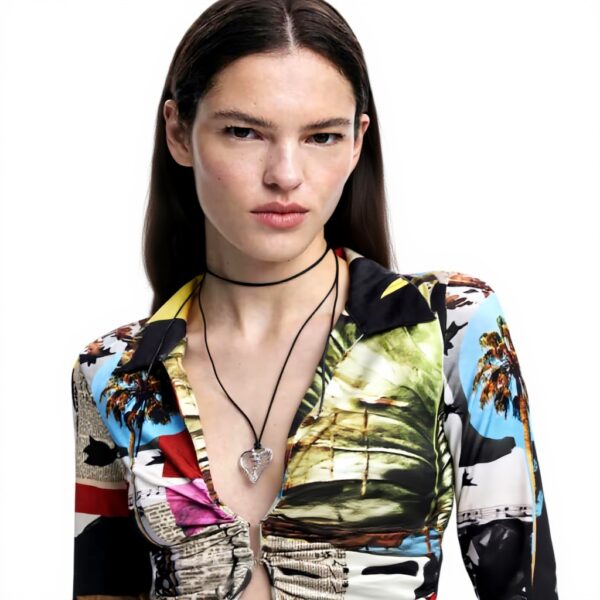 T-shirt Donna Desigual Nero Poliestere Riciclato Manica