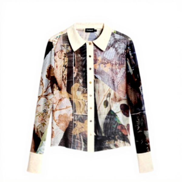 T-shirt Desigual Stampa Arty Donna Colletto Camicia