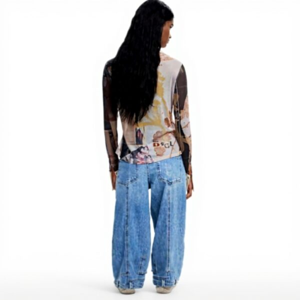 T-shirt Desigual Stampa Arty Donna Colletto Camicia