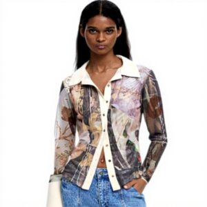 T-shirt Desigual Stampa Arty Donna Colletto Camicia