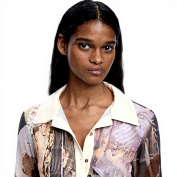 T-shirt Desigual Stampa Arty Donna Colletto Camicia