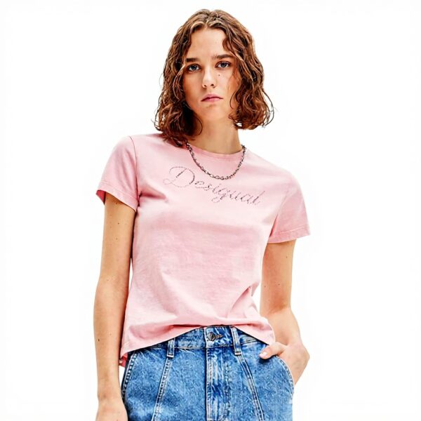 T-Shirt Donna Desigual Maya Slim Fit Rosso Nero