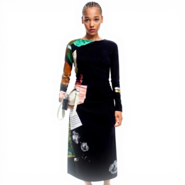 Vestito Casual Donna Desigual Nero Slim Fit Midi