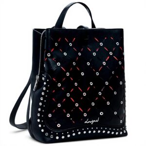 Zaino Desigual Nero Poliuretano Grande Capacità Donna