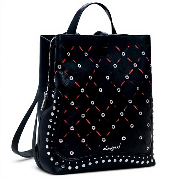 Zaino Desigual Nero Poliuretano Grande Capacità Donna
