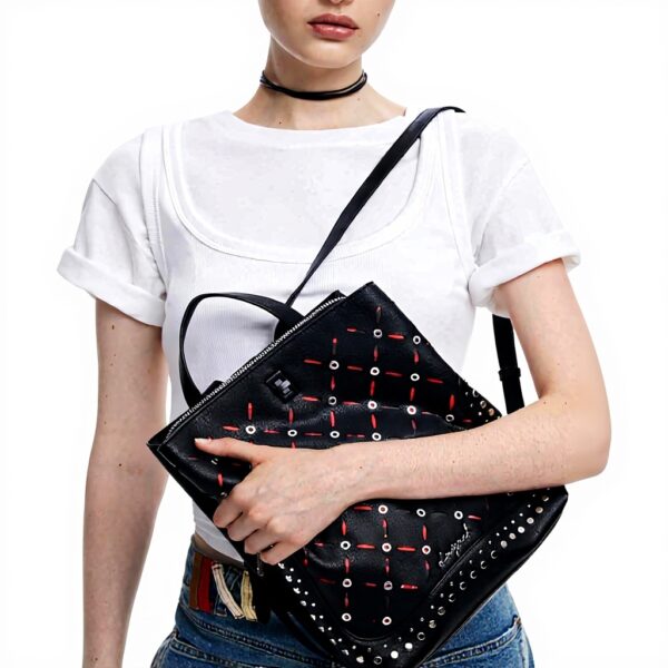 Zaino Desigual Nero Poliuretano Grande Capacità Donna