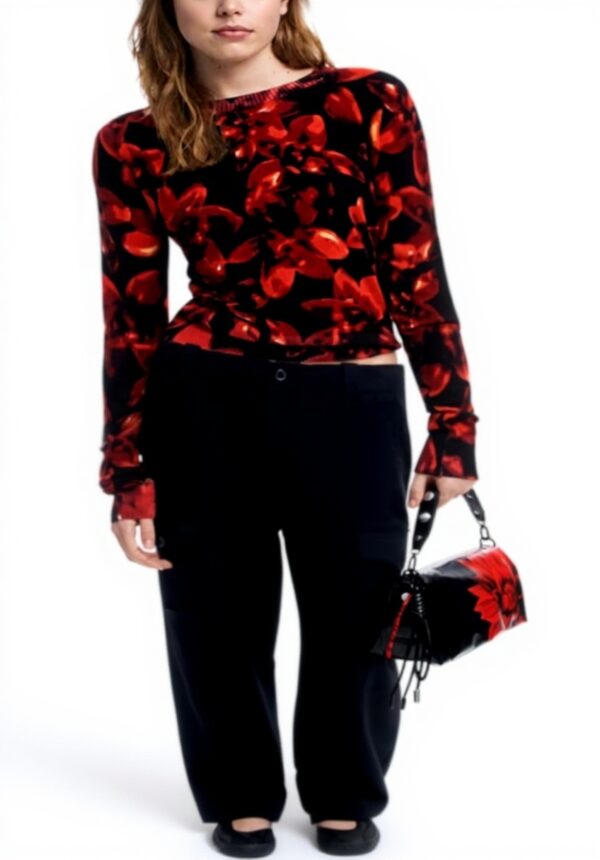 Felpa Desigual Donna Stampa Floreale Nero 25WWJF16