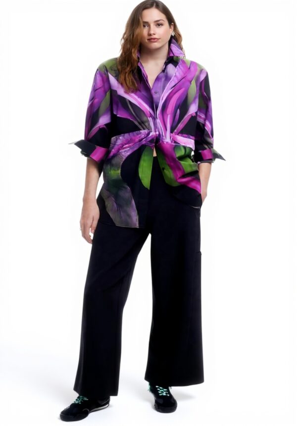 DESIGUAL CAMICIA MANICHE LUNGHE DONNA VIOLA Oversize