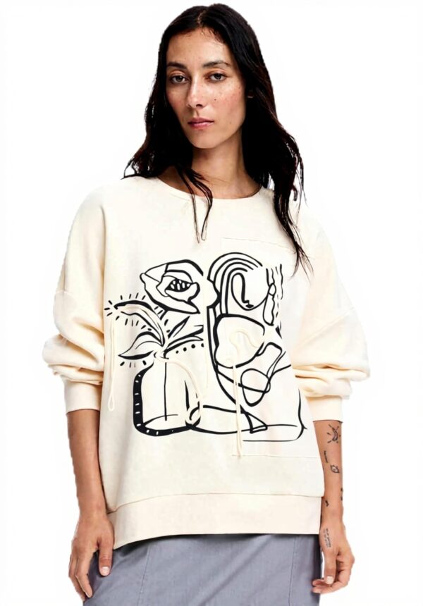 Maglia Desigual Donna Felpa Maniche Lunghe Cuore D