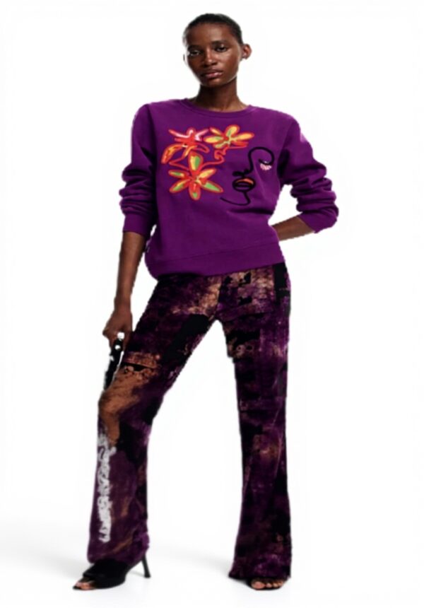 Desigual Maglia Donna Felpa Nero Maniche Lunghe