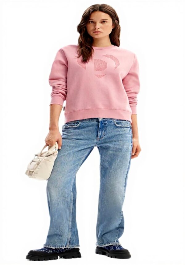 Maglione Donna Desigual Felpa Maglia Lunga Rosso